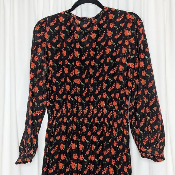 Tucker NYC Juliette Dress Mariposa in Crepe de Chine Silk Midi Floral - Picture 8 of 11